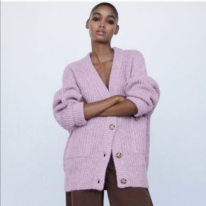 Zara Sold Out Lavender Wool Cardigan